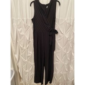 Black and white pinstripe jumpsuit